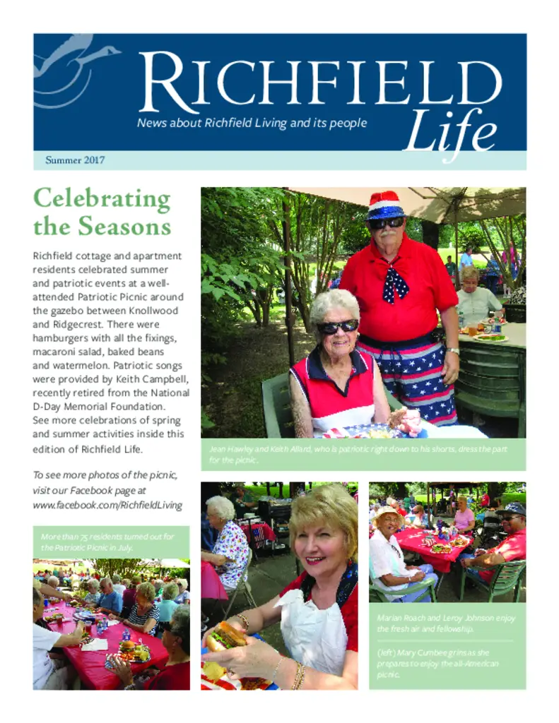 PDF Newsletter of Richfield, , , , , Salem, VA - 43187-C00597^Richfield-Life-Summer-2017-1^8_pg
