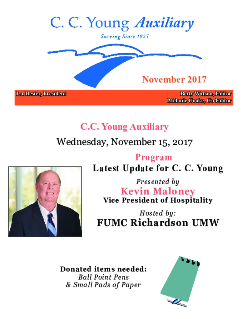 PDF Newsletter of C.C. Young, , , , , Dallas, TX - 44075-C00580^2017-NovemberNewsletter^14_pg