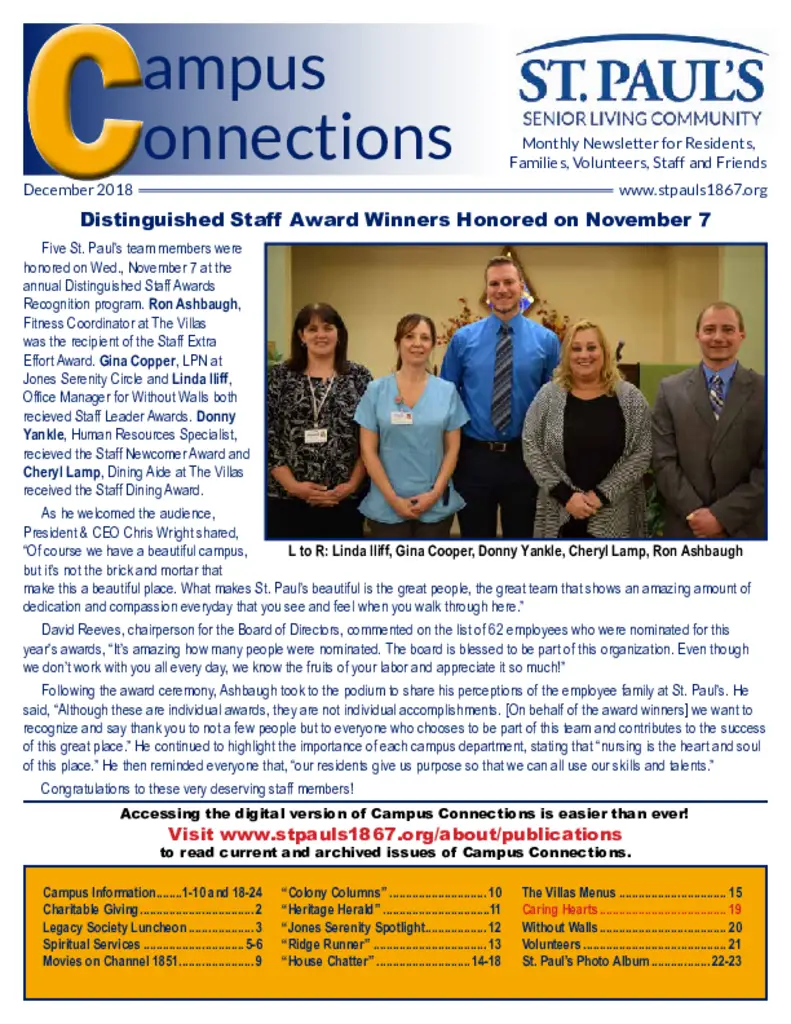 PDF Newsletter of St. Paul's Senior Living Community, , , , , Greenville, PA - 44194-C00535^December-2018^24_pg