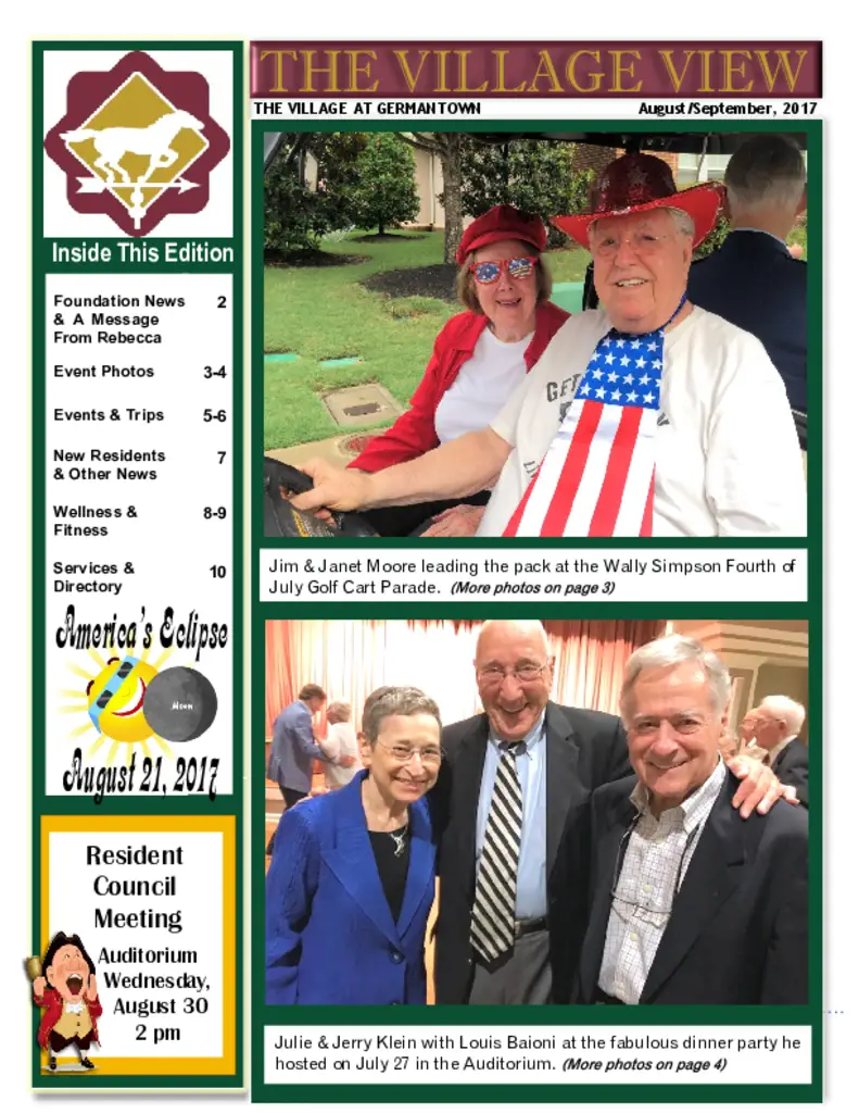 PDF Newsletter of The Village at Germantown, , , , , Germantown, TN - 44693-C00566^august_2017_newsletter_pdf^10_pg