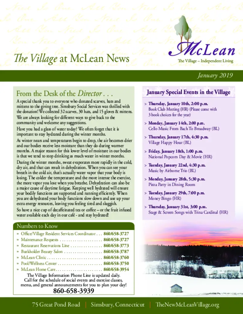PDF Newsletter of McLean, , , , , Simsbury, CT - 4606-C00062^McLean_Jan2019_IL_Newsletter_web^3_pg
