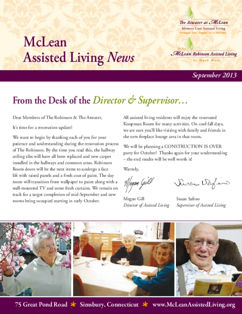PDF Newsletter of McLean, , , , , Simsbury, CT - 4607-C00062^SeptALNewsletter^4_pg