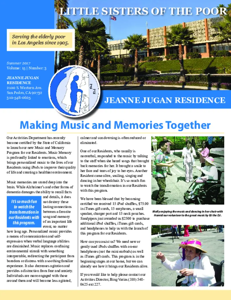 PDF Newsletter of Jeanne Jugan Center San Pedro, , , , , San Pedro, CA - 46180-C01829^San-Pedro-Summer-2017-Newsletter^4_pg