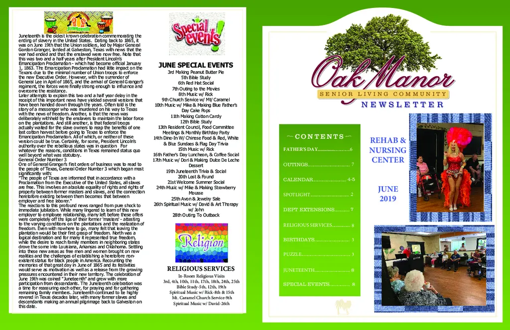 PDF Newsletter of Oak Manor Senior Living Community, , , , , Largo, FL - 46821-C01902^june-2019-REHAB-NURSING-Newsletter-reduced^4_pg