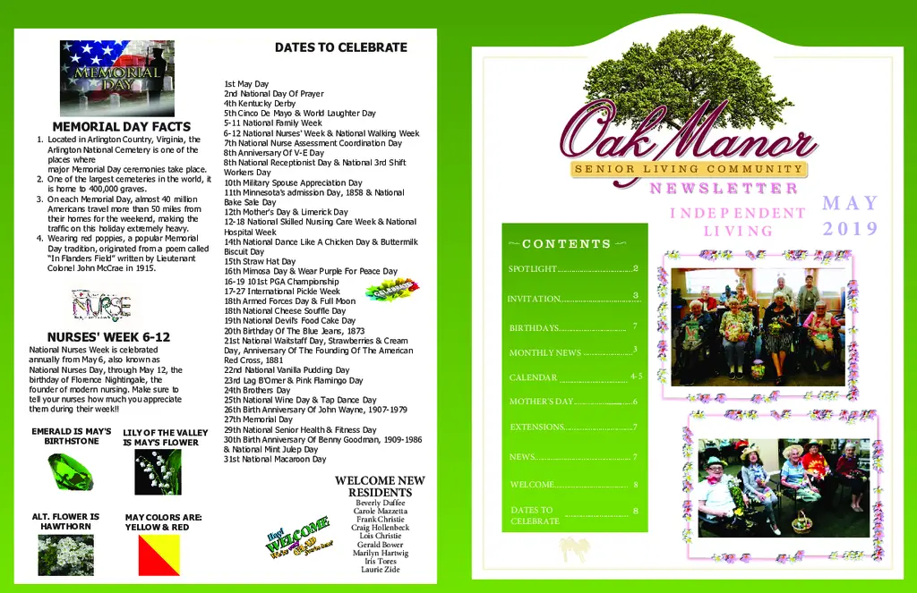 PDF Newsletter of Oak Manor Senior Living Community, , , , , Largo, FL - 46823-C01902^MAY-2019-IL-NEWSLETTER-REDUCED-OM^4_pg