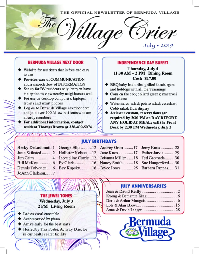PDF Newsletter of Bermuda Village, , , , , Bermuda Run, NC - 47186-C01921^July-Final-PDF^8_pg