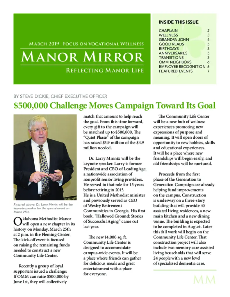 PDF Newsletter of Oklahoma Methodist Manor, , , , , Tulsa, OK - 47762-C01953^mirror-3-19^8_pg