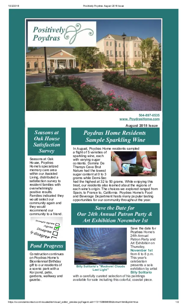 PDF Newsletter of Poydras Home, , , , , New Orleans, LA - 47821-C01955^Positively-Poydras-August-2018-Issue^2_pg