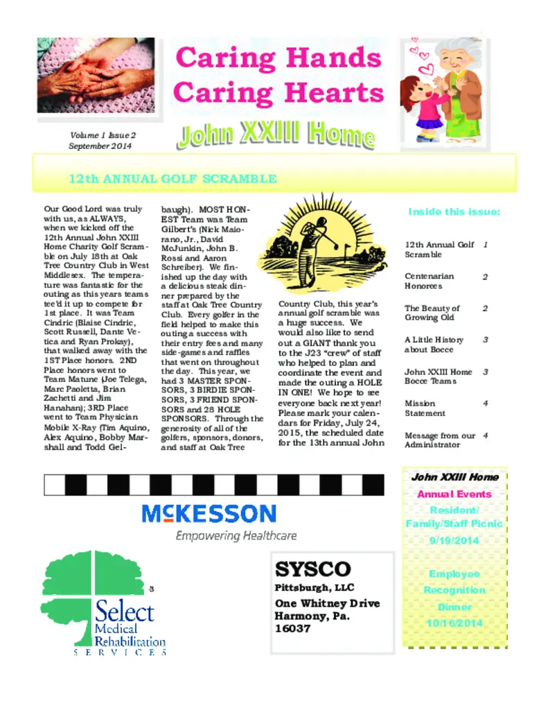 PDF Newsletter of Saint John XXIII Home, , , , , Hermitage, PA - 47846-C01959^Newsletter-2014^4_pg