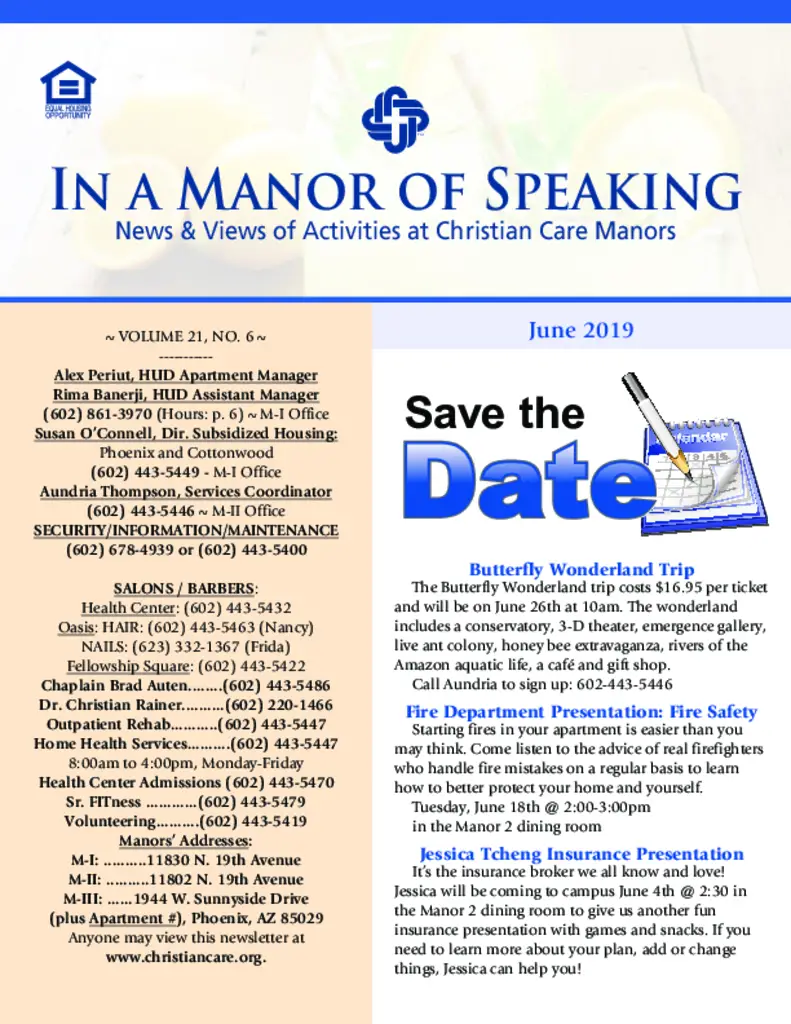 PDF Newsletter of Christian Care Phoenix, , , , , Phoenix, AZ - 48232-C01980^phoenix-manors-newsletter-june-2019^8_pg