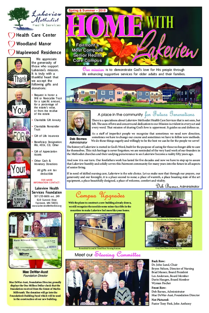 PDF Newsletter of Lakeview Methodist Health Services, , , , , Fairmont, MN - 48291-C01985^lakeview-newsletter-spring-summer-2018^4_pg