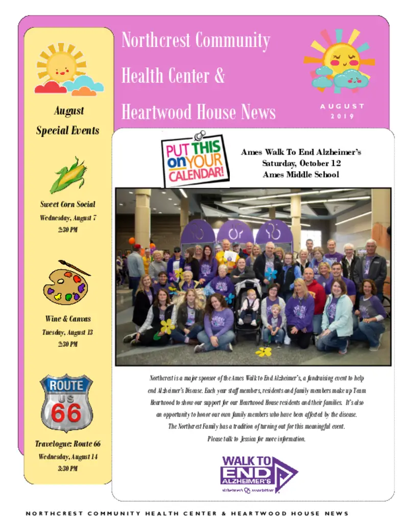 PDF Newsletter of Northcrest Community, , , , , Ames, IA - 48590-August 2019 Newsletter without calendar
