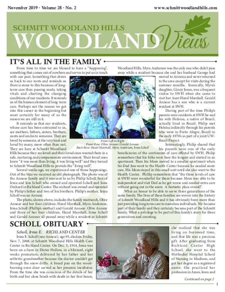 PDF Newsletter of Schmitt Woodland Hills, , , , , Richland Center, WI - 48937-PDF 68220 Newsletter WEB USE