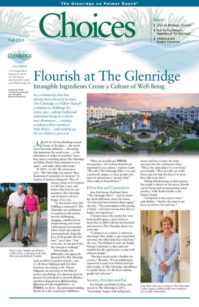 PDF Newsletter of Glenridge on Palmer Ranch, , , , , Sarasota, FL - 5501-C00087^GLN-646_Fall-Choices-2014_v2_web^4_pg