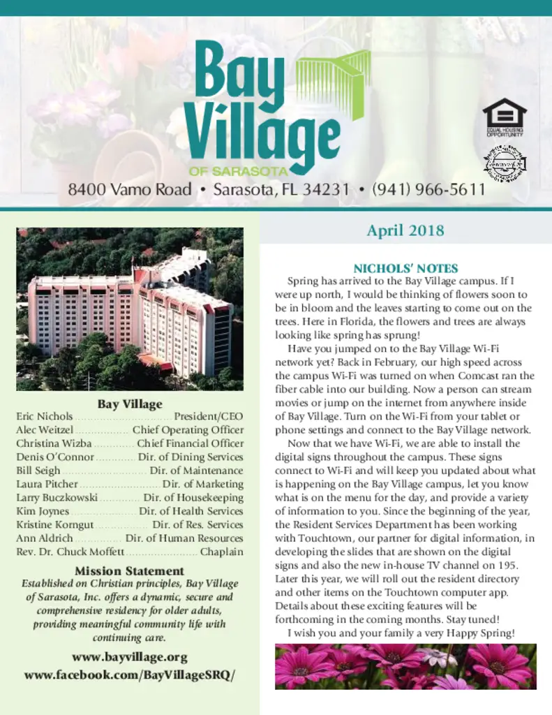 PDF Newsletter of Bay Village, , , , , Sarasota, FL - 5592-C00091^April-2018_Newsletter^8_pg