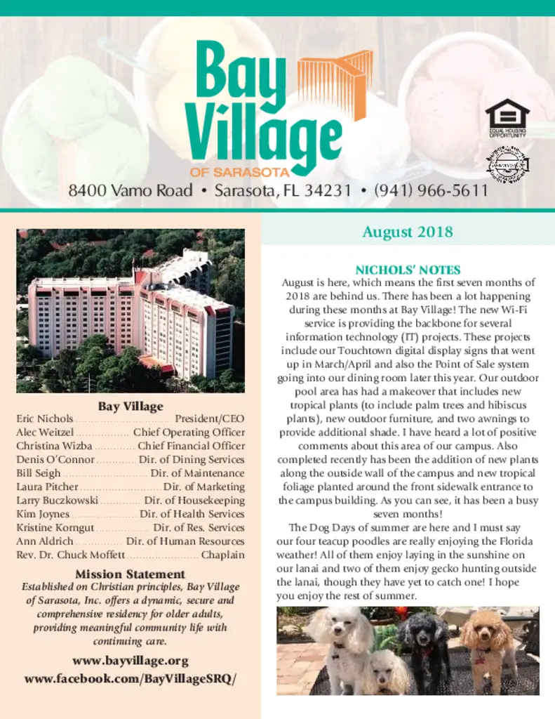 PDF Newsletter of Bay Village, , , , , Sarasota, FL - 5593-C00091^August-2018_Newsletter^8_pg