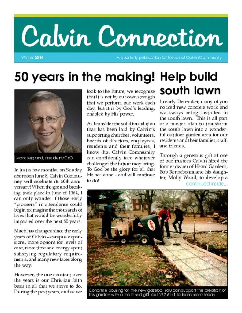 PDF Newsletter of Calvin Community, , , , , Des Moines, IA - 6593-C00120^winternewsletter^4_pg