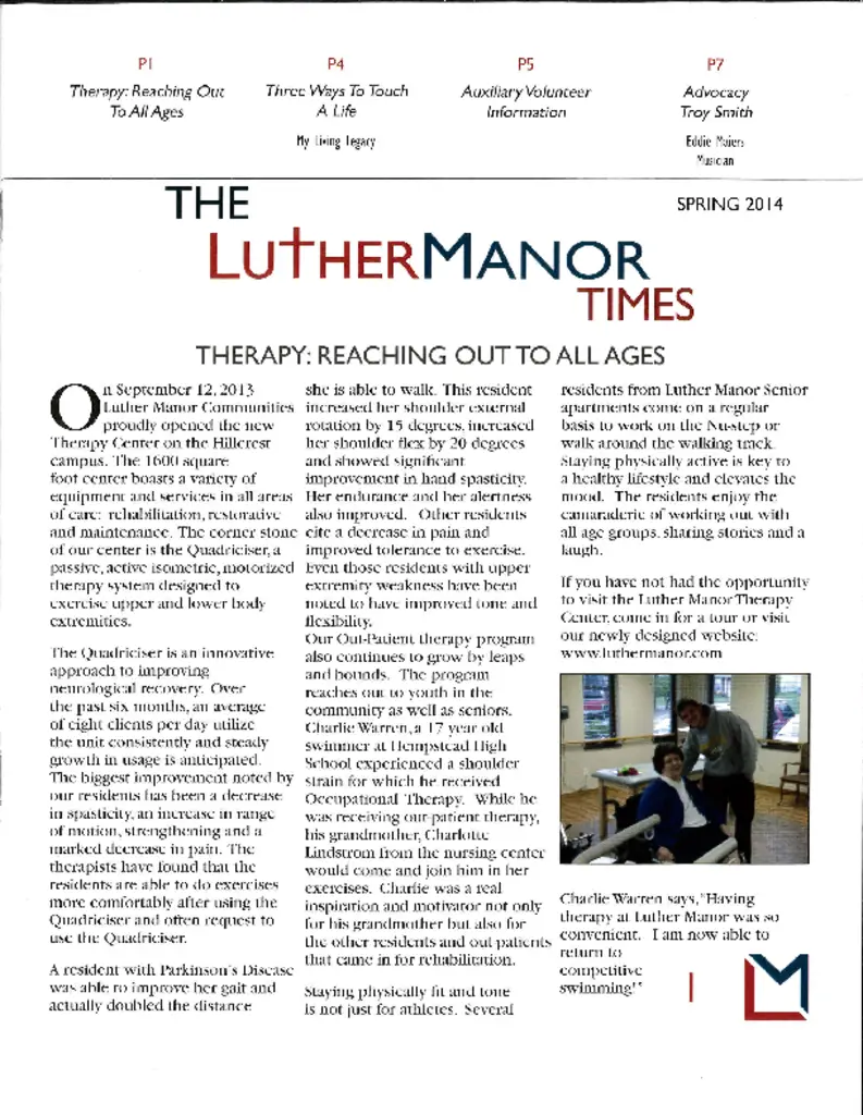 PDF Newsletter of Luther Manor, , , , , Dubuque, IA - 6800-C00125^Spring_2014_Newsletter^8_pg