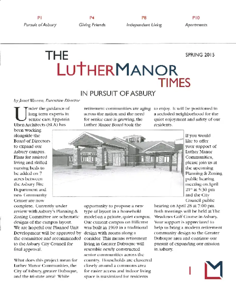 PDF Newsletter of Luther Manor, , , , , Dubuque, IA - 6801-C00125^Spring_2015_Newsletter^10_pg