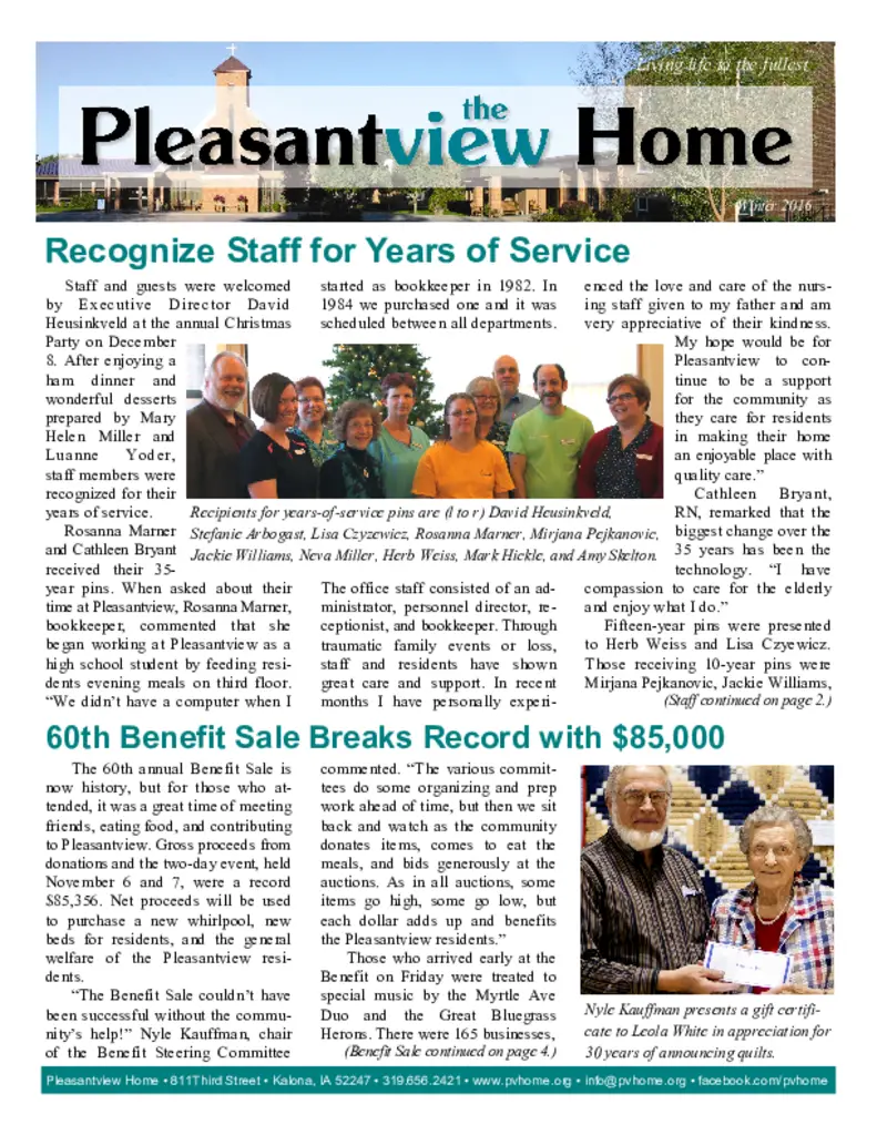 PDF Newsletter of Pleasantview Home, , , , , Kalona, IA - 6945-C00130^the_view_winter_2016^4_pg