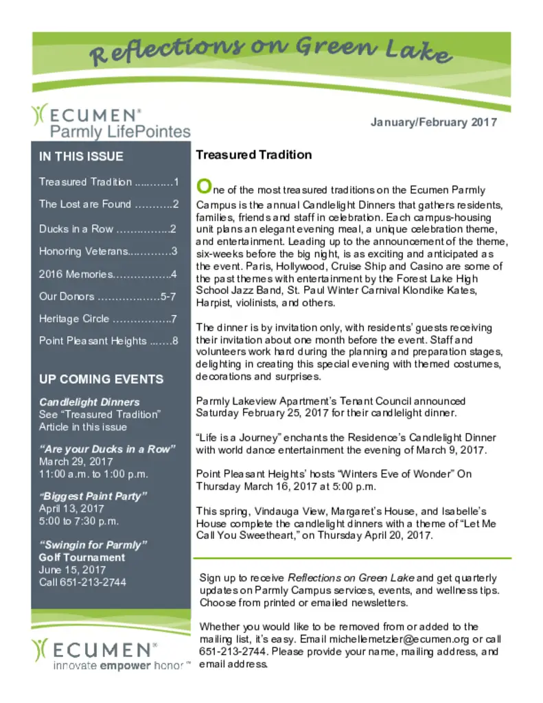 PDF Newsletter of Ecumen Point Pleasant Heights, , , , , Chisago City, MN - 8693-C00913^January-February_2017_Newsletter^8_pg