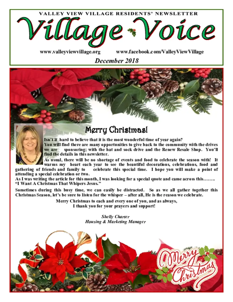 PDF Newsletter of Valley View Village, , , , , Des Moines, IA - 8885-C00922^December-Village-Voice-2018^5_pg