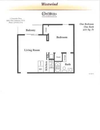 Floorplan of Concordia of Bella Vista, Assisted Living, Bella Vista, AR 1