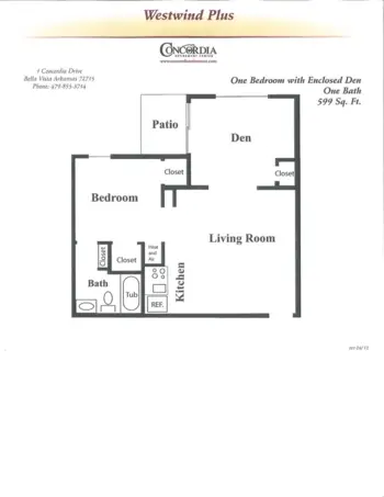 Floorplan of Concordia of Bella Vista, Assisted Living, Bella Vista, AR 3