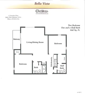 Floorplan of Concordia of Bella Vista, Assisted Living, Bella Vista, AR 5