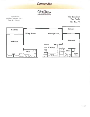 Floorplan of Concordia of Bella Vista, Assisted Living, Bella Vista, AR 6