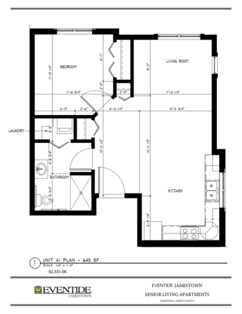 Floorplan of Eventide Jamestown Senior Living, Assisted Living, Jamestown, ND 1