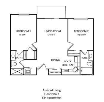 Floorplan of Georgetown Place, Assisted Living, Fort Wayne, IN 3