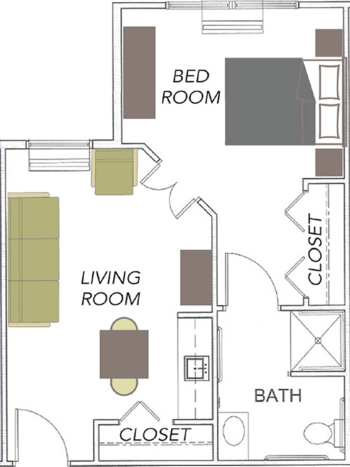 Floorplan of The Pointe at Pontiac, Assisted Living, Pontiac, IL 1
