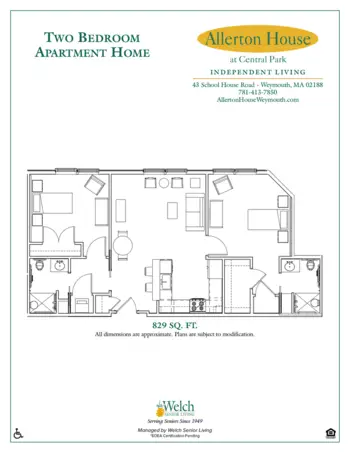 Floorplan of Allerton House at Central Park, Assisted Living, Weymouth, MA 2