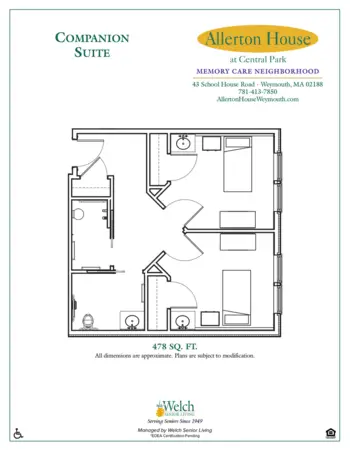Floorplan of Allerton House at Central Park, Assisted Living, Weymouth, MA 7