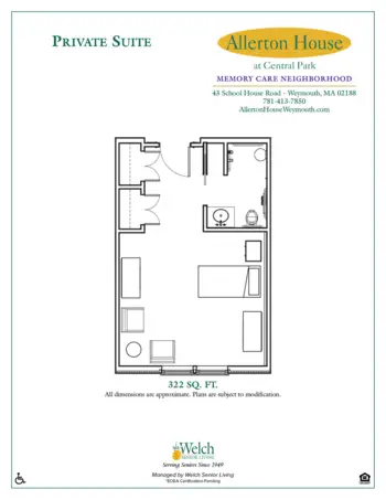 Floorplan of Allerton House at Central Park, Assisted Living, Weymouth, MA 8