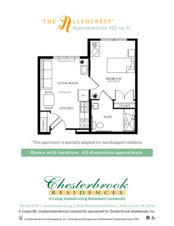 Floorplan of Chesterbrook Residences, Assisted Living, Falls Church, VA 1