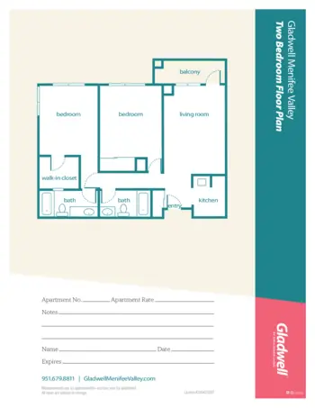 Floorplan of Gladwell Menifee Valley, Assisted Living, Sun City, CA 3