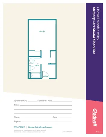 Floorplan of Gladwell Menifee Valley, Assisted Living, Sun City, CA 4