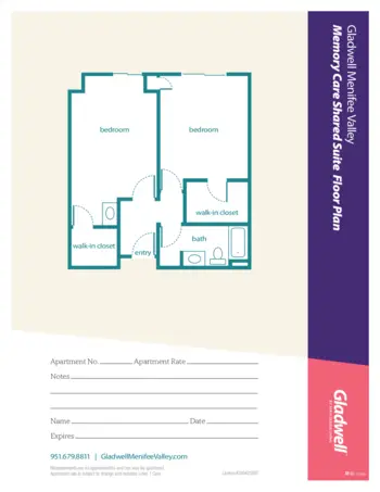 Floorplan of Gladwell Menifee Valley, Assisted Living, Sun City, CA 6