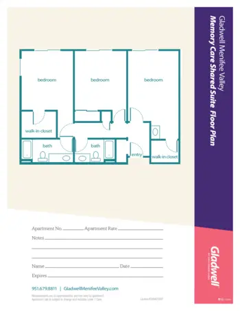 Floorplan of Gladwell Menifee Valley, Assisted Living, Sun City, CA 7