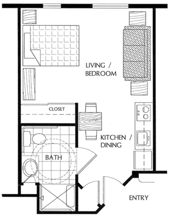 Floorplan of Riverside East, Assisted Living, Bothell, WA 2