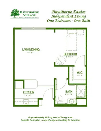Floorplan of Hawthorne Village of Ocala, Assisted Living, Ocala, FL 1