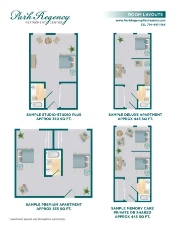 Floorplan of Park Regency Retirement Center, Assisted Living, La Habra, CA 1