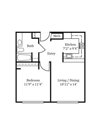 Floorplan of The Devonshire, Assisted Living, Hampton, VA 1