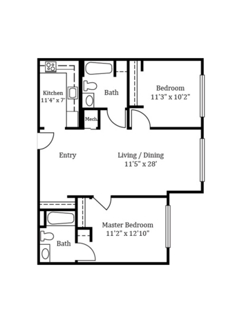 Floorplan of The Devonshire, Assisted Living, Hampton, VA 6