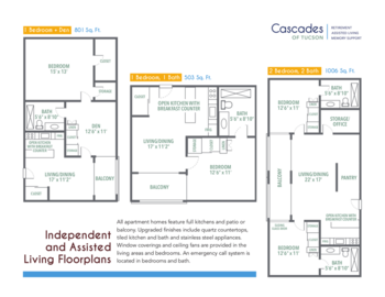Floorplan of Cascades of Tucson, Assisted Living, Tucson, AZ 1