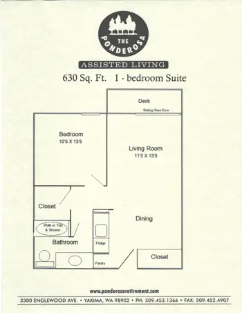 Floorplan of The Ponderosa Assisted Living Community, Assisted Living, Yakima, WA 1