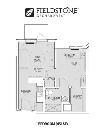 Floorplan of Fieldstone Orchardwest, Assisted Living, Yakima, WA 3