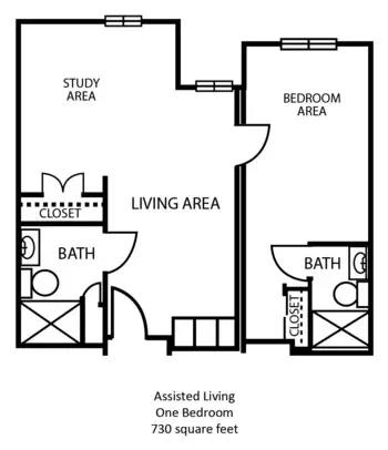 Floorplan of The Waterford on Cooper, Assisted Living, Arlington, TX 1
